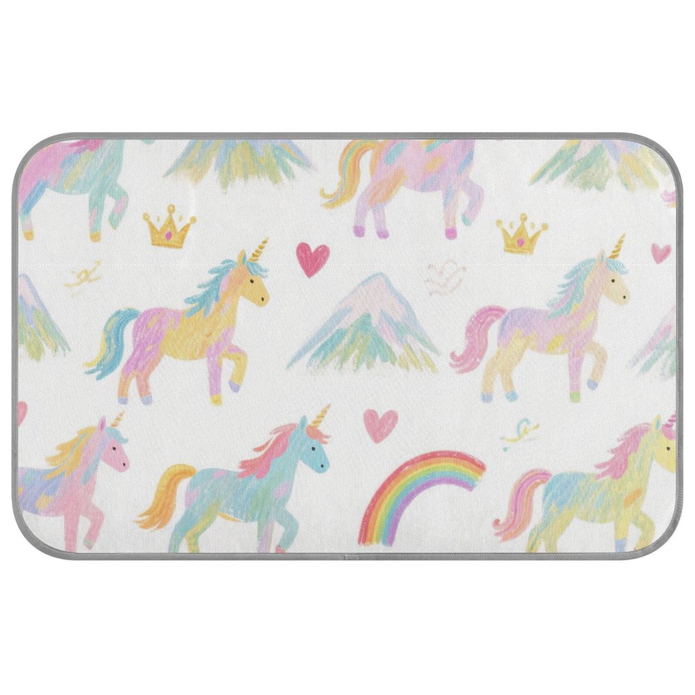 Amooorous Self-Cooling Pet Bed with Cartoon Rainbow Unicorn Design, Summer Cooling Dog Bed for Rabbits and Outdoor Use