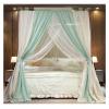 XRPOUXMTE 2-Color Linen Bed Canopy Mosquito Net with 4 Corner Posts, 150/180/200 cm view 1