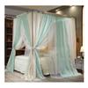 XRPOUXMTE 2-Color Linen Bed Canopy Mosquito Net with 4 Corner Posts, 150/180/200 cm view 2