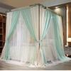 XRPOUXMTE 2-Color Linen Bed Canopy Mosquito Net with 4 Corner Posts, 150/180/200 cm view 3