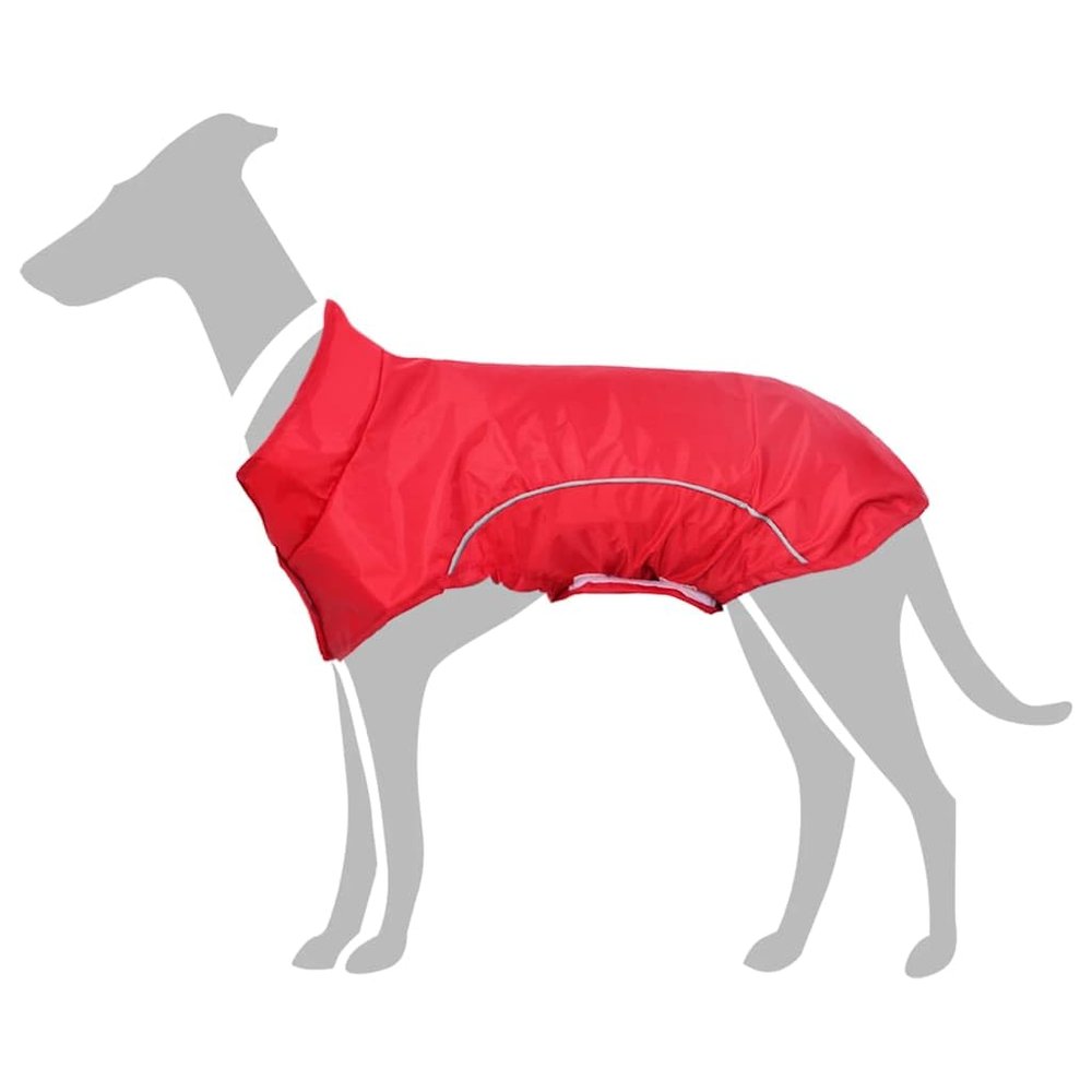 SKM Dog Raincoat with Reflective Strips, Polyester, Red, Size M