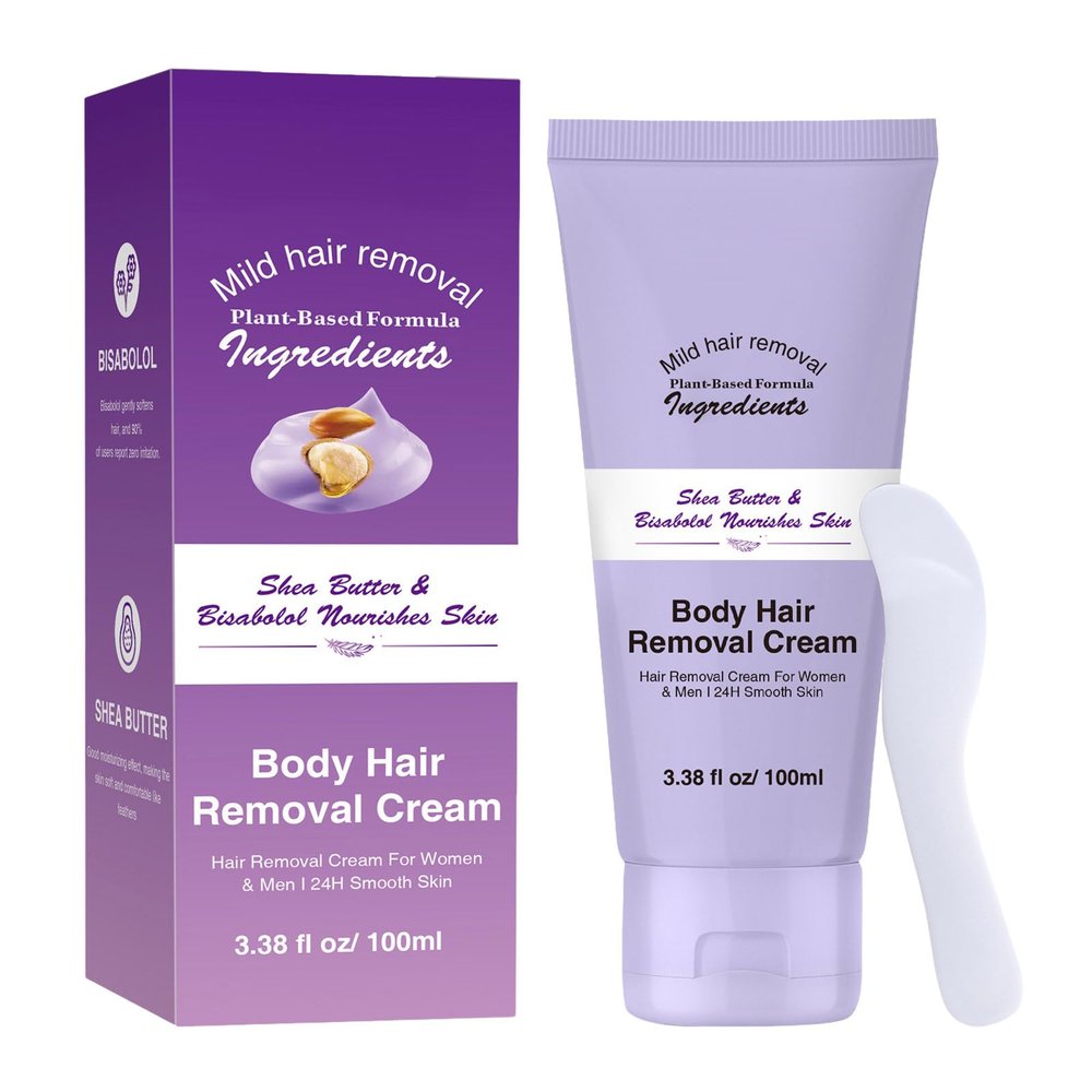 Body Hair Removal Cream with Spatula Applicator, Gentle Formula, Safe for Sensitive Skin (1)