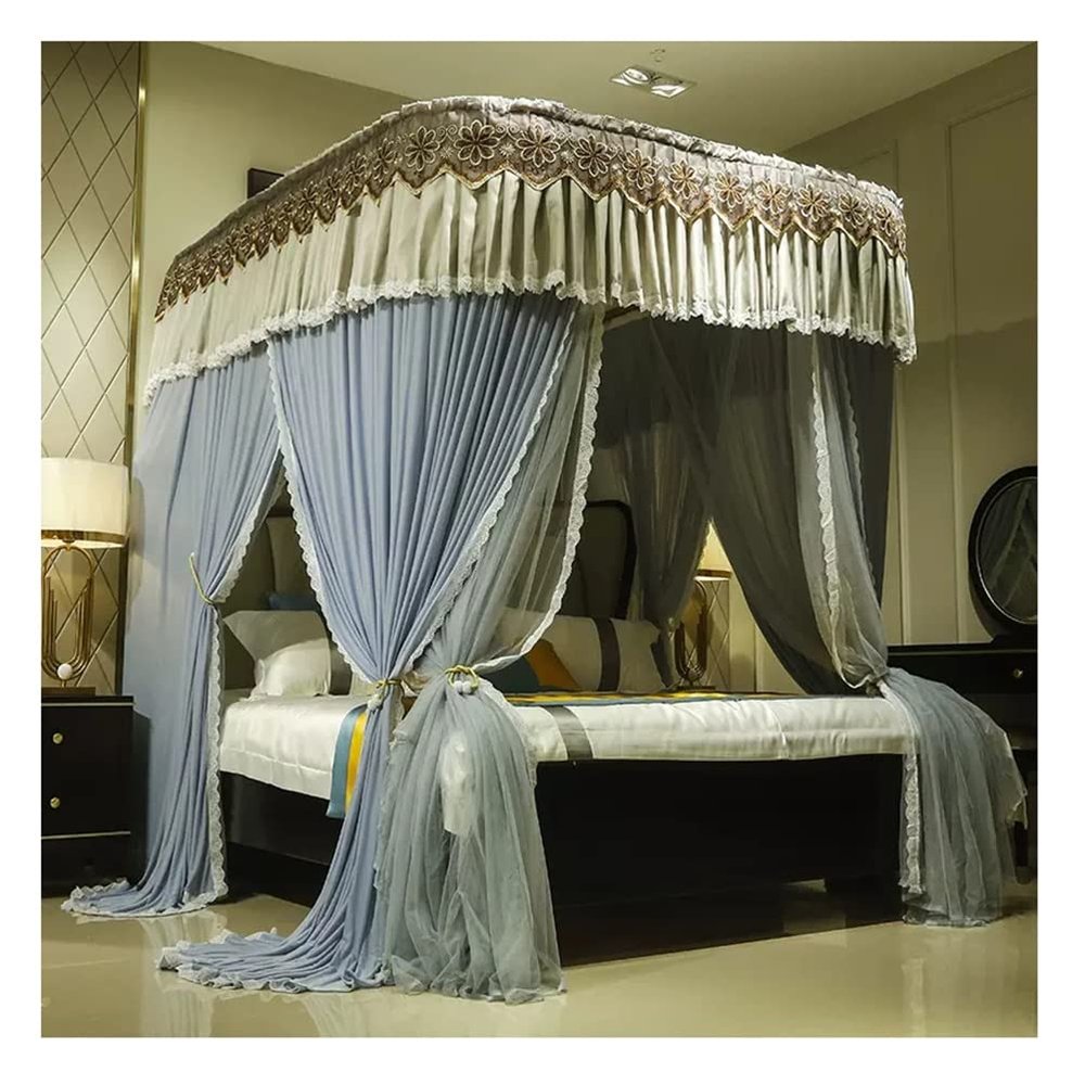 XRPOUXMTE Double Luxury Bed Canopy Mosquito Net, European-Style Bed Curtain with Holder, Bedroom Decor for Spring/Summer/Autumn/Winter (W 180 x 200 cm)