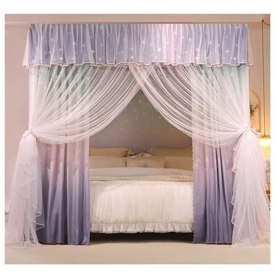 XRPOUXMTE 4-Corner Bed Canopy Mosquito Net for Single and Double Beds, Four-Season Curtain for Girls, Boys, and Adults