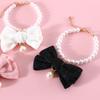BAZEITFLOW Elegant Cat Collar with Bow and Pearls view 2