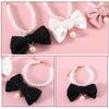 BAZEITFLOW Elegant Cat Collar with Bow and Pearls view 3