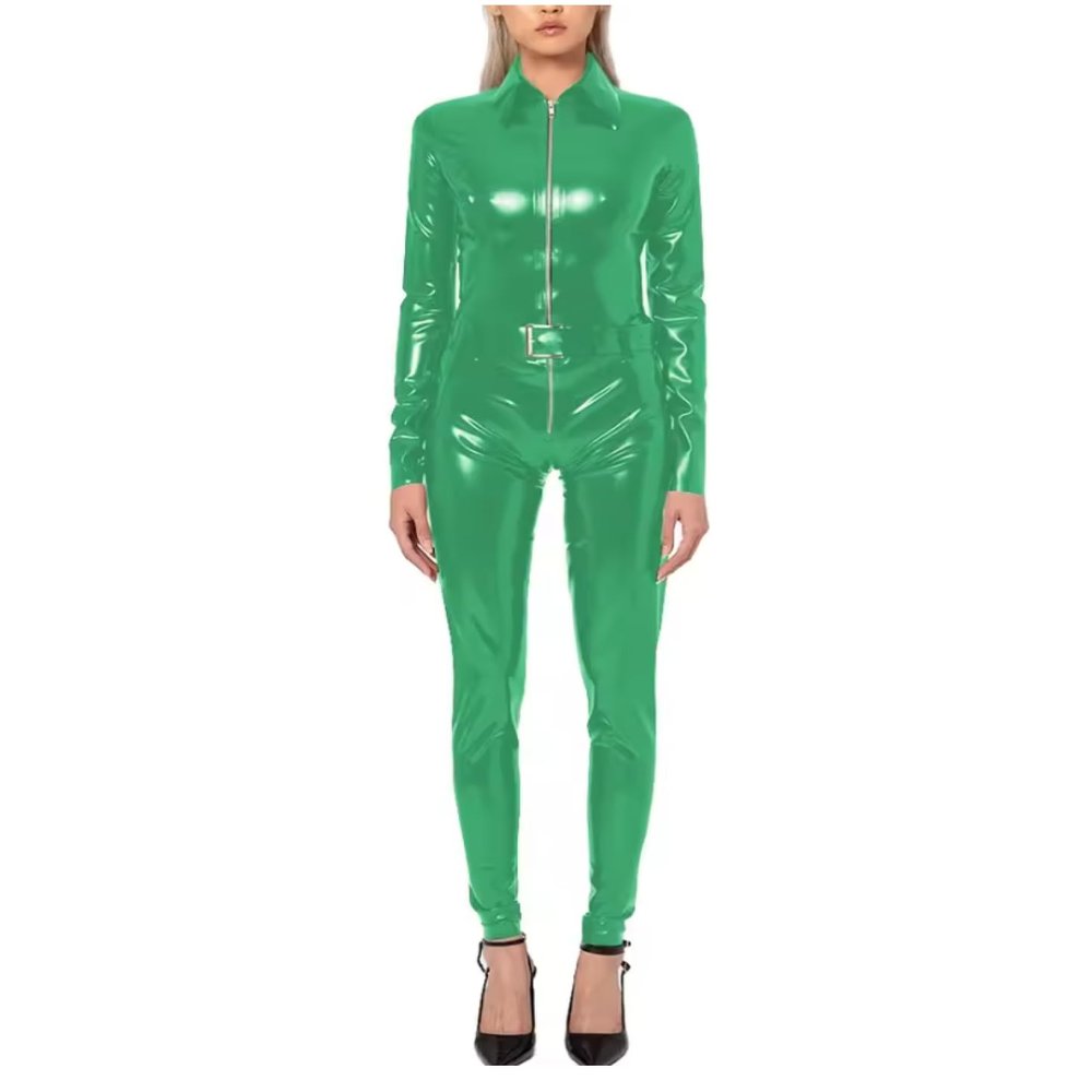 YGZHANYUANOKU Figure-Hugging Plus-Size Crossdresser Catsuit, Green, 5XL