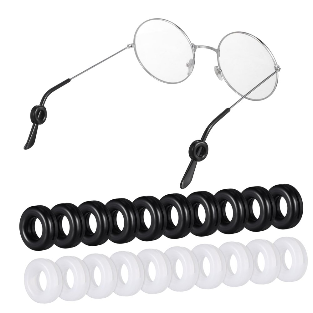 Round Silicone Anti-Slip Eyeglass Holders for Temple Arms, 10 Pairs