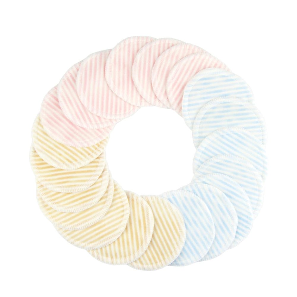 VICASKY 12-Piece Double-Layer Bamboo Fiber Makeup Remover Pads, Reusable, Khaki, Sky Blue and Pink