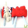 bab-Berlin Cloud Pillow, Blue and Red Polka-Dot Patchwork, 35 x 20 cm, Handmade view 2
