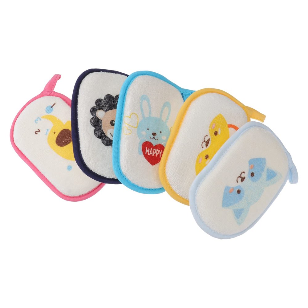 TOPPERFUN Kids' Bath Sponges, 5-Pack, Soft Cartoon Design with Hanging Loops
