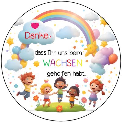 Edible Kindergarten Farewell Cake Topper, Thank You Rainbow Design, 20 cm, Handmade Sugar Paper Cake Decoration