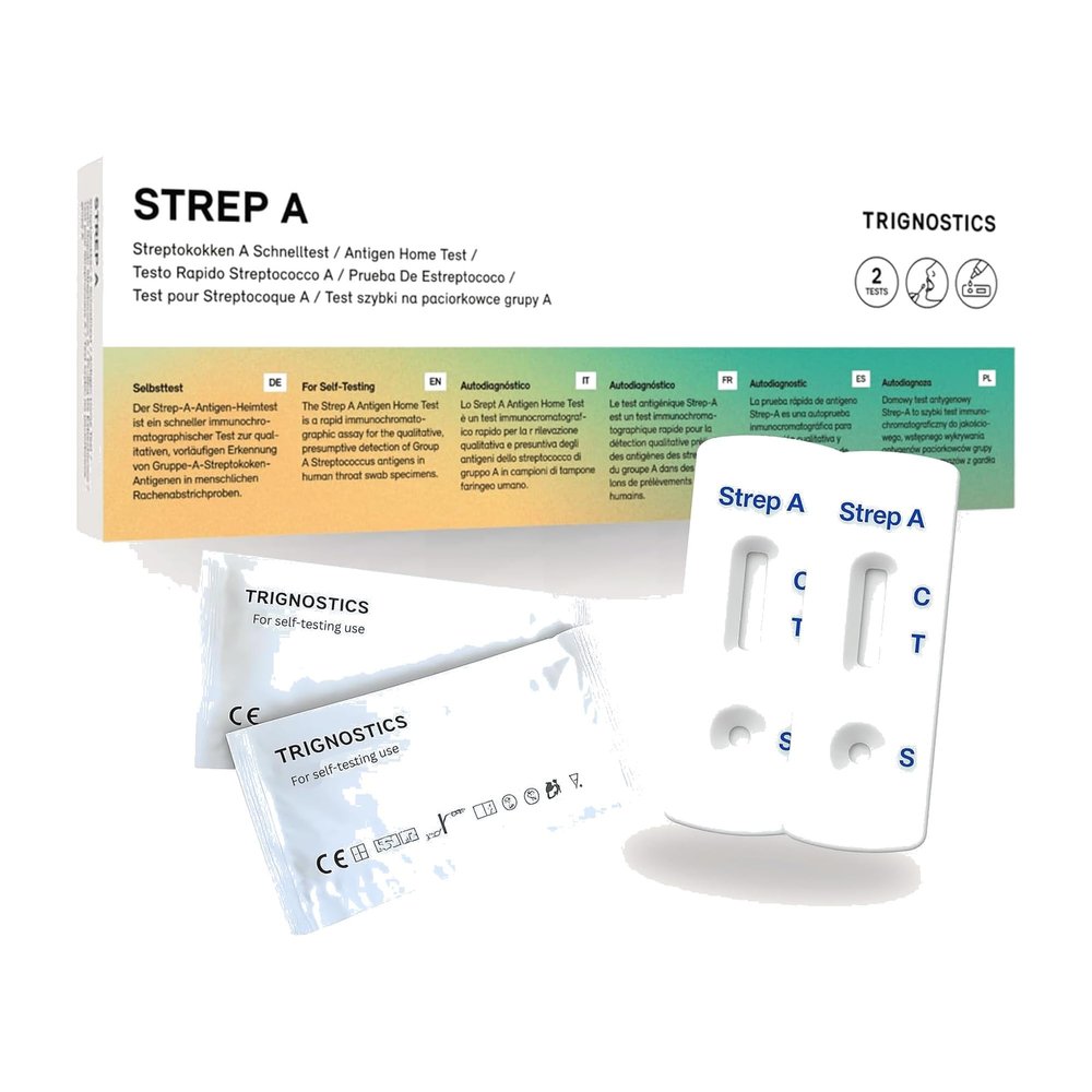 TRIGNOSTICS Strep A Rapid Test, 2 Tests, Sore Throat