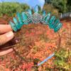 Blausky Glitter Crystal Headband for Women, Vintage Moon Metal Hairband, Green view 1