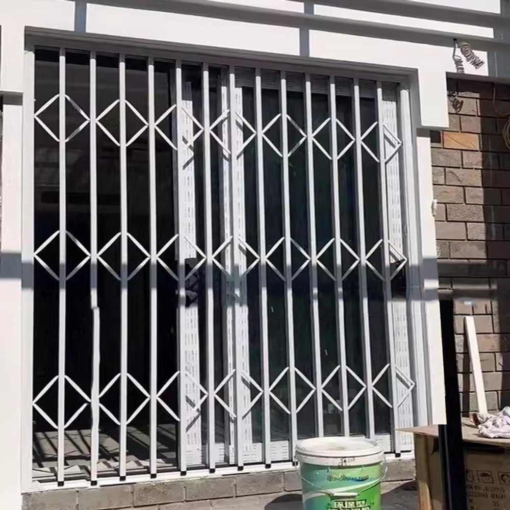 White Folding Window Security Grille, W130 cm