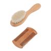 ZASCHMOY Soft Wooden Baby Hair Brush and Comb Set with Double-Sided Comb for Newborns and Infants view 4