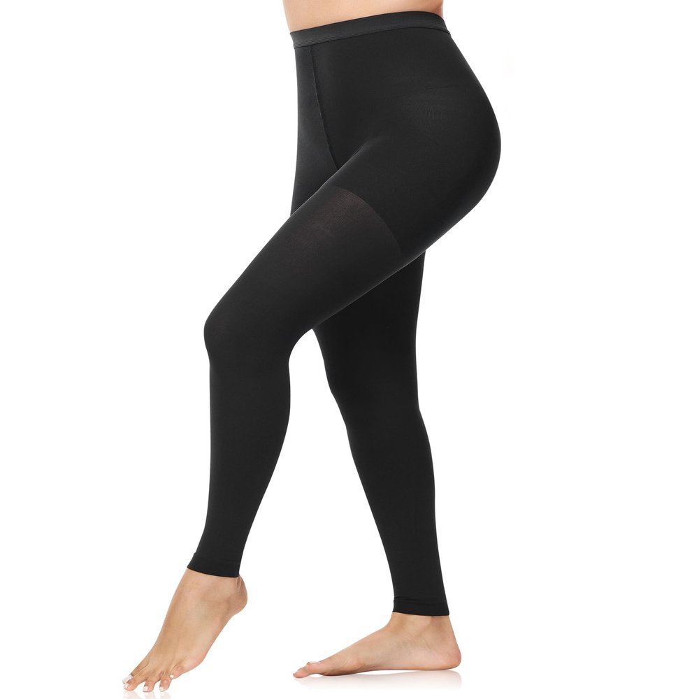 Ailaka Medical Compression Tights for Women & Men, 20–30 mmHg, Opaque, Open-Toe, Black, XXL