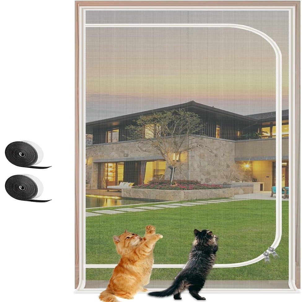 tylxayoxa Custom Cat-Door Fly Screen Curtain, Anti-Mosquito, Window/Balcony/Kitchen Insect Screen (120 x 220 cm)