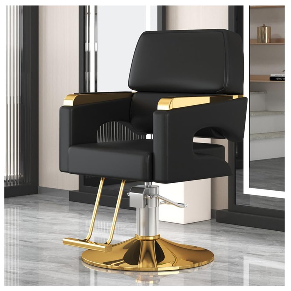 360° Swivel Barber Chair, Height-Adjustable, Hydraulic, Black