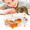 Hamster Enclosure - Open-Top Habitat with Food Dispenser and Running Wheel for Chinchillas and Rabbits view 3
