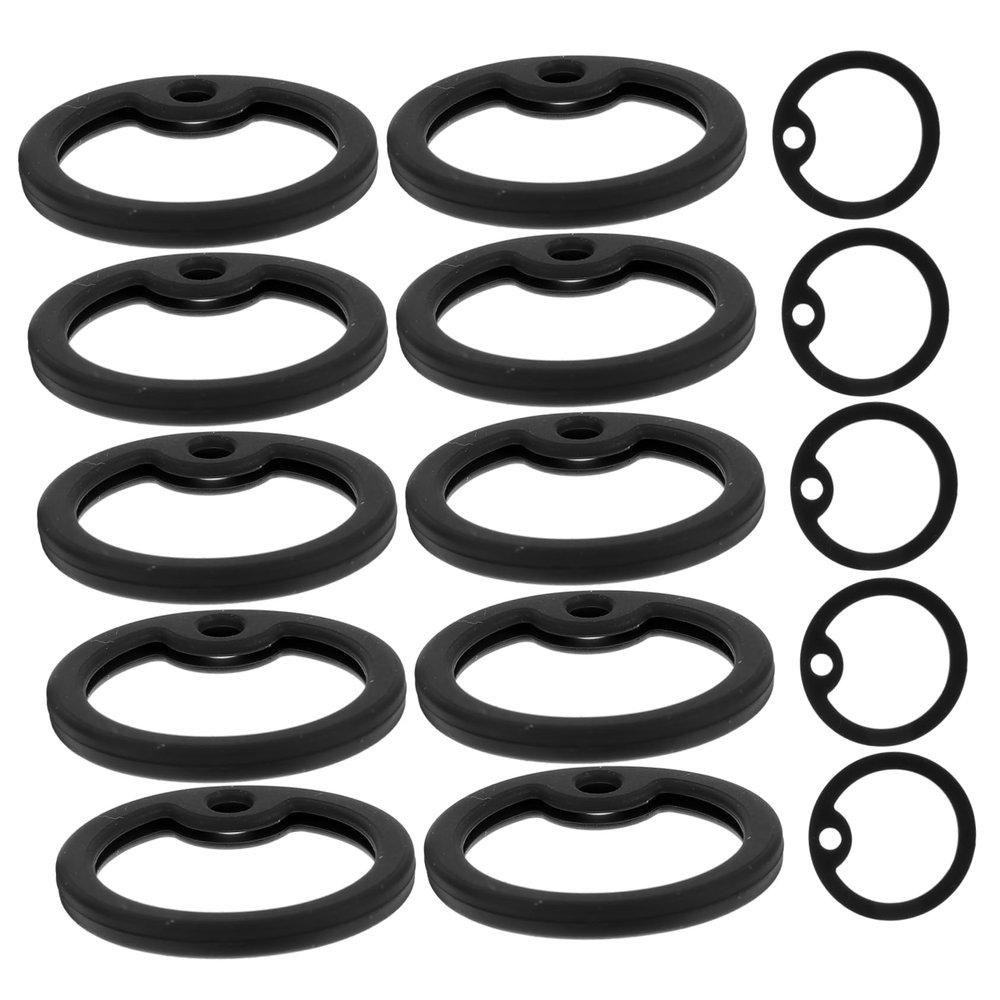 15-Pack Round Silicone Dog Tag Rings, Noise-Reducing, Black