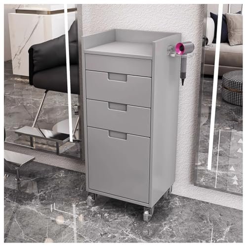 Generic Mobile Hairdressing Cart with Wheels, Gray-B