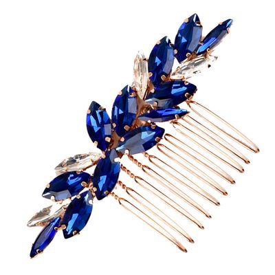 Bridal Hair Comb with Blue Crystals, Alloy, for Christmas Parties