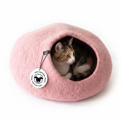LucyBalu Pebble Felt Cave, 100% Virgin Wool, Pink