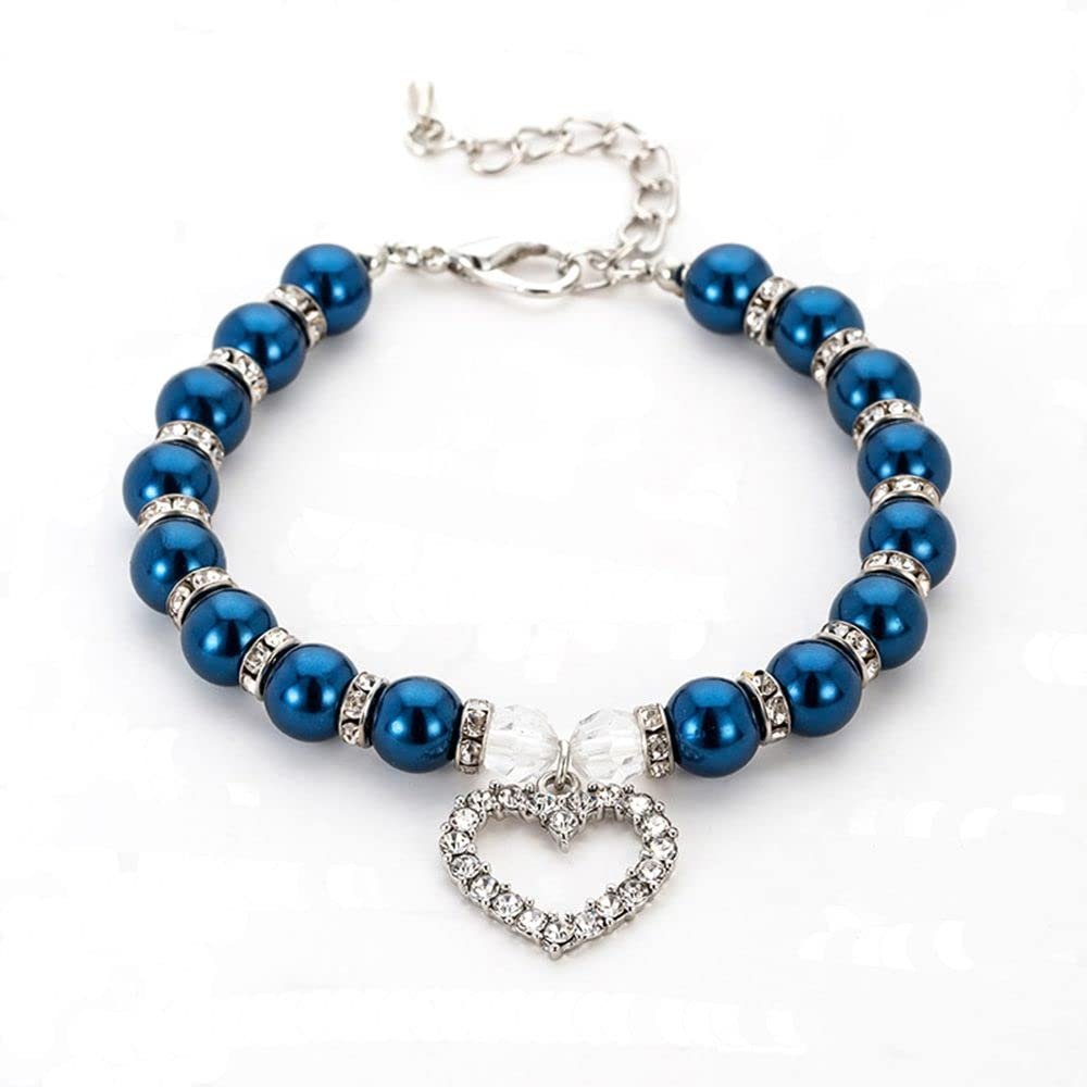 Heart-Shaped Cat Collar with Diamond-Studded Beads
