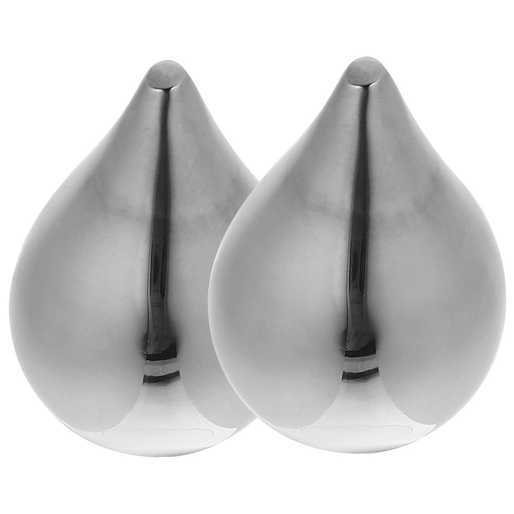 HEALEEP 2-Piece Silver Stainless Steel Whiskey Ice Cubes, Teardrop-Shaped