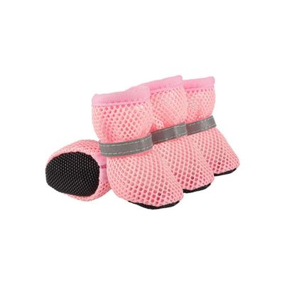 Breathable Dog Shoes, Reflective, Short Boots, Non-Slip, Casual Shoes (S-Pink), 4 Pack