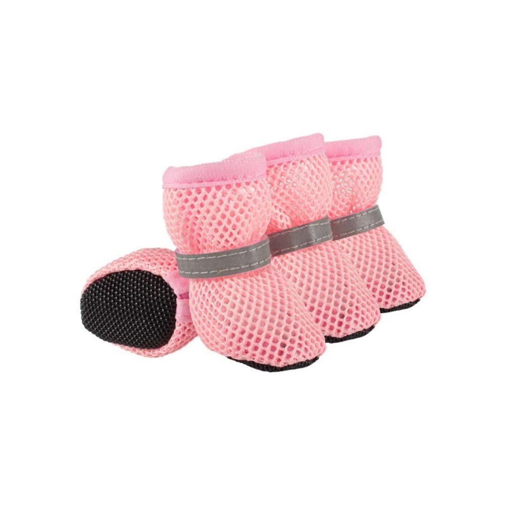 Breathable Dog Shoes, Reflective, Short Boots, Non-Slip, Casual Shoes (S-Pink), 4 Pack