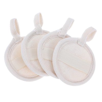Natural Loofah Pads, 4 Pieces, Loofah and Cotton