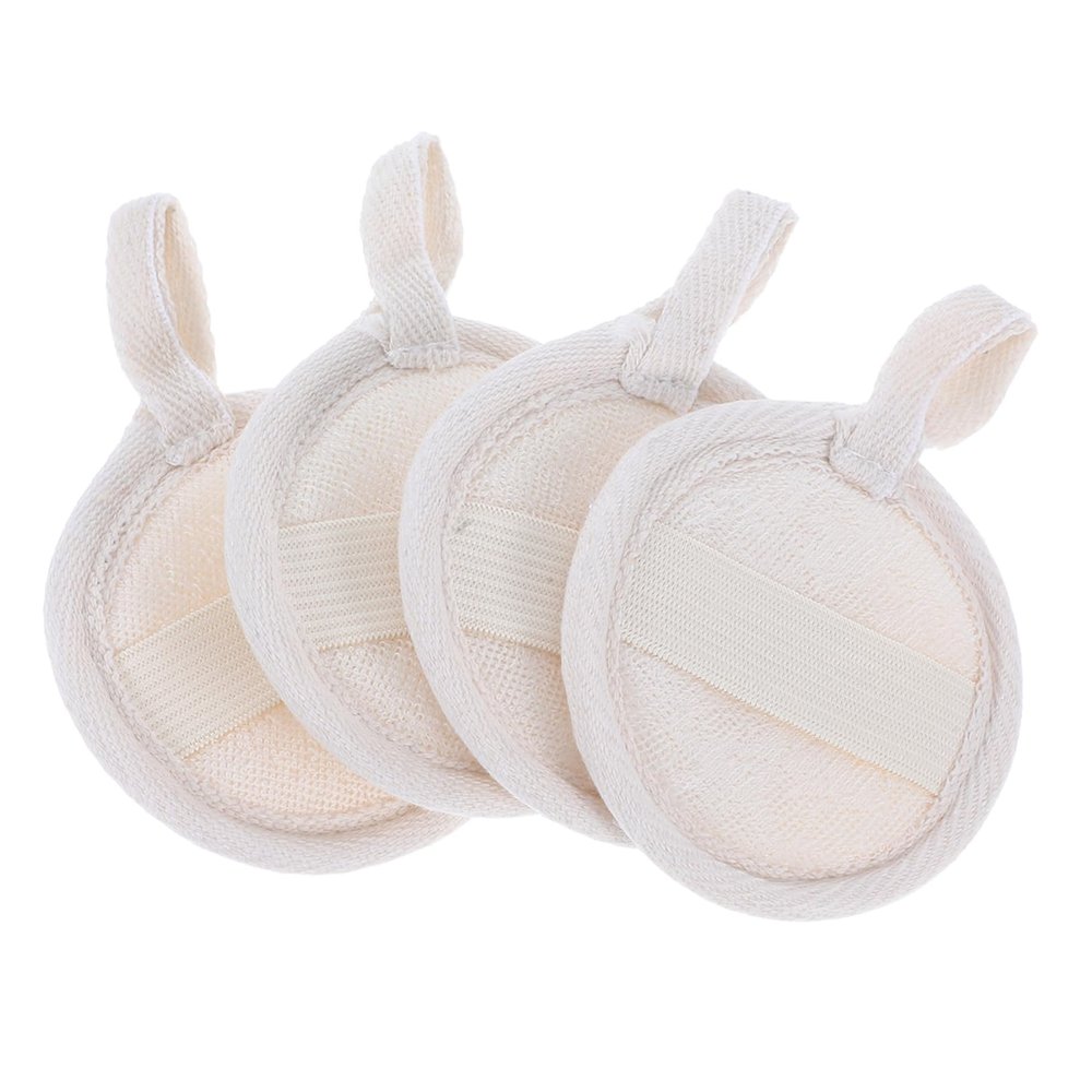 Natural Loofah Pads, 4 Pieces, Loofah and Cotton