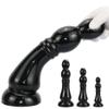 Jixaxe Extra-Large Anal Bead Plug with Spiral Ridges and Suction Cup, Black (L) view 1