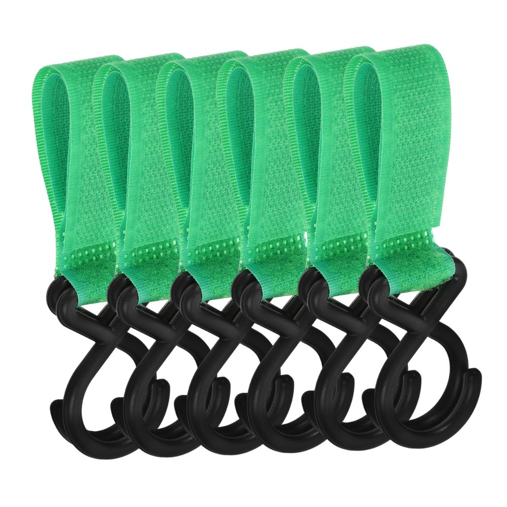 Abaodam 6-Pack Nylon Stroller Hooks, Multifunctional Hooks for Hanging Diaper and Shopping Bags, Light Green