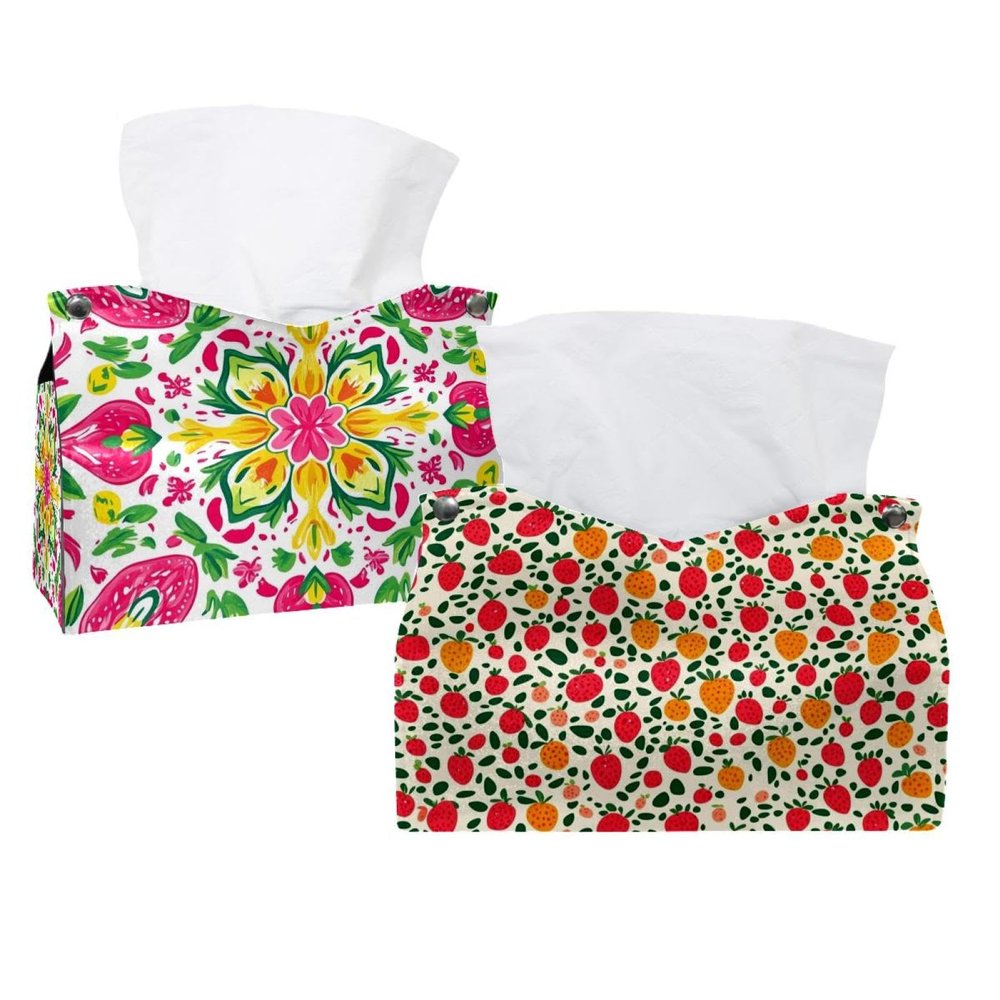 2 x Tissue Box with Strawberry Design for Table and Bathroom