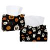 2-Pack Tissue Box Covers, Halloween Pumpkin Tissue Box Holders, Facial Tissue Dispensers for Bathroom, Kitchen, Bedroom, Office, and Hotel view 1