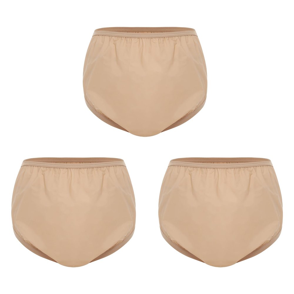 MSemis Unisex Adult Waterproof Transparent Diaper Cover Underwear Leakproof Boxer Shorts, 1 Pc, Nude, XXL