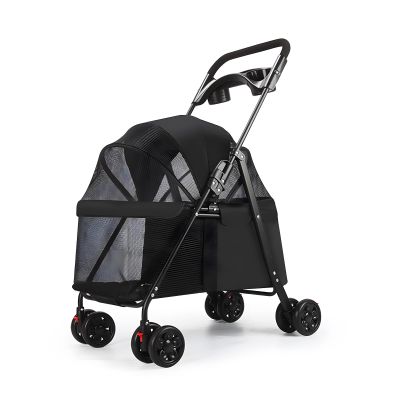 euppaury 4-Wheel Folding Pet Stroller for Dogs and Cats, Black