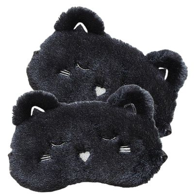 SOIMISS 2-Pack Plush and Satin Cartoon Sleep Masks