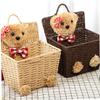Sosoport Multifunctional Woven Storage Basket with Open Design and Cartoon Bear Motif view 4