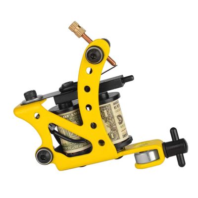 Homoyoyo Portable Professional Iron Tattoo Machine with 10 Coils, Yellow Liner
