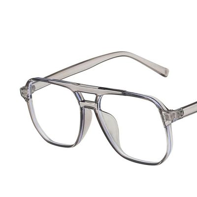ZHUYIQZ Oversized Anti-UV Blue-Light-Blocking Reading Glasses, Square Flat-Mirror Frame, Gray, +0.00