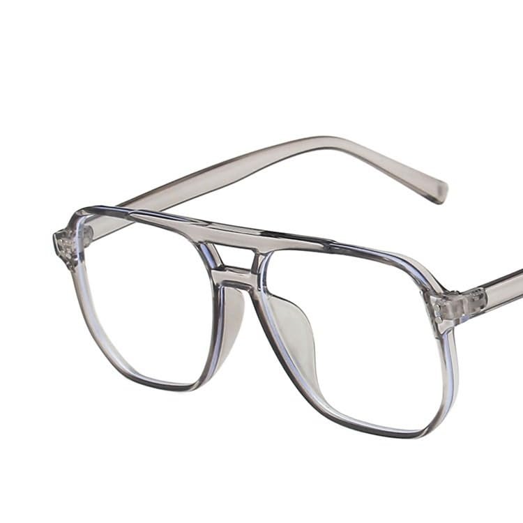 ZHUYIQZ Oversized Anti-UV Blue-Light-Blocking Reading Glasses, Square Flat-Mirror Frame, Gray, +0.00