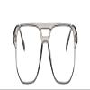 ZHUYIQZ Oversized Anti-UV Blue-Light-Blocking Reading Glasses, Square Flat-Mirror Frame, Gray, +0.00 view 2