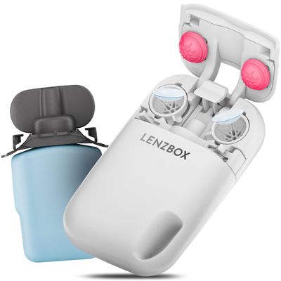 LENZBOX Soft Set with 1x LenzCare – Premium All-in-One Case for Soft Contact Lenses, Flamb