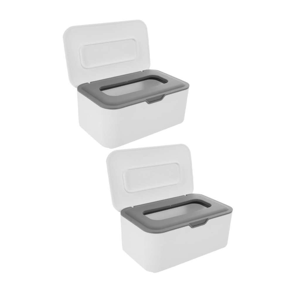 Happyyami 2-Pack PP Wet Wipe Dispensers with Lids, Portable Lightweight Storage Boxes for Home and Travel