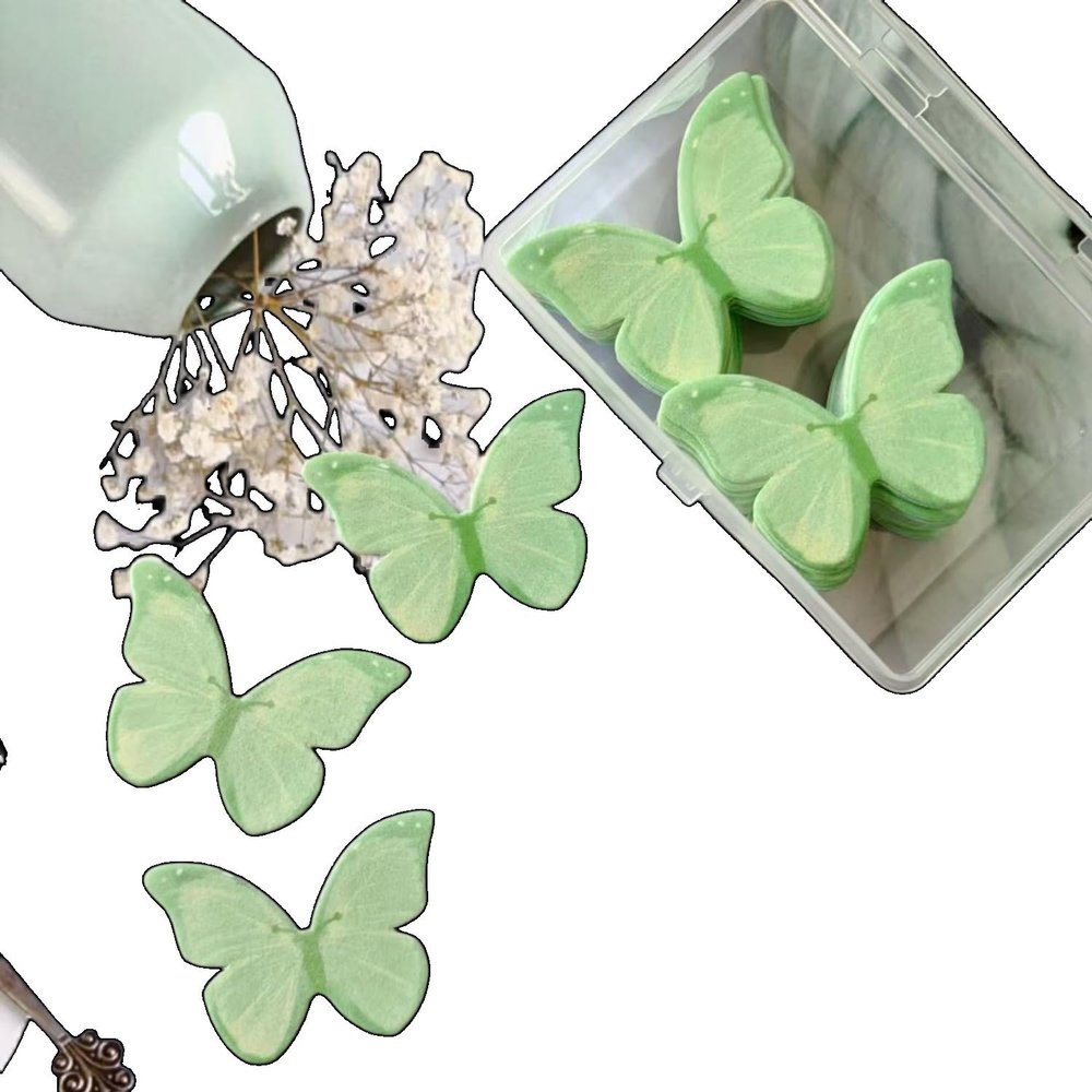 WSYLS Edible Butterfly Cake Decorations, Baked Rice Paper, 30 g, Fresh Green