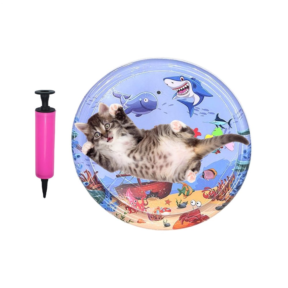 ycezw Water Mat for Cats - Round Water Play Mat